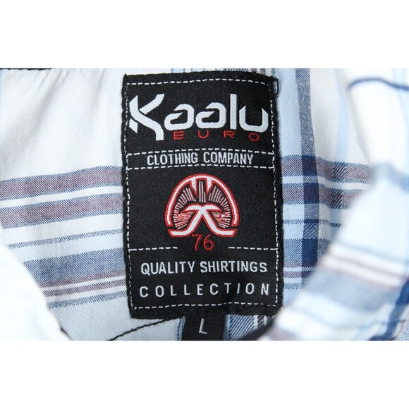 Kaalu Polo Shirt Plaid Multicolor Short Sleeve Button Streetwear Mens Large - Picture 3 of 10